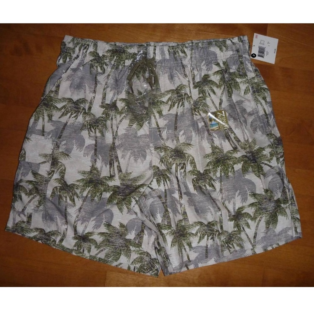 Mens ISLANDER PALM TREES Swim Trunks 7.5" Inseam Size XL drawstring NWT